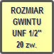 Piktogram - Rozmiar gwintu: UNF 1/2" 20zw.